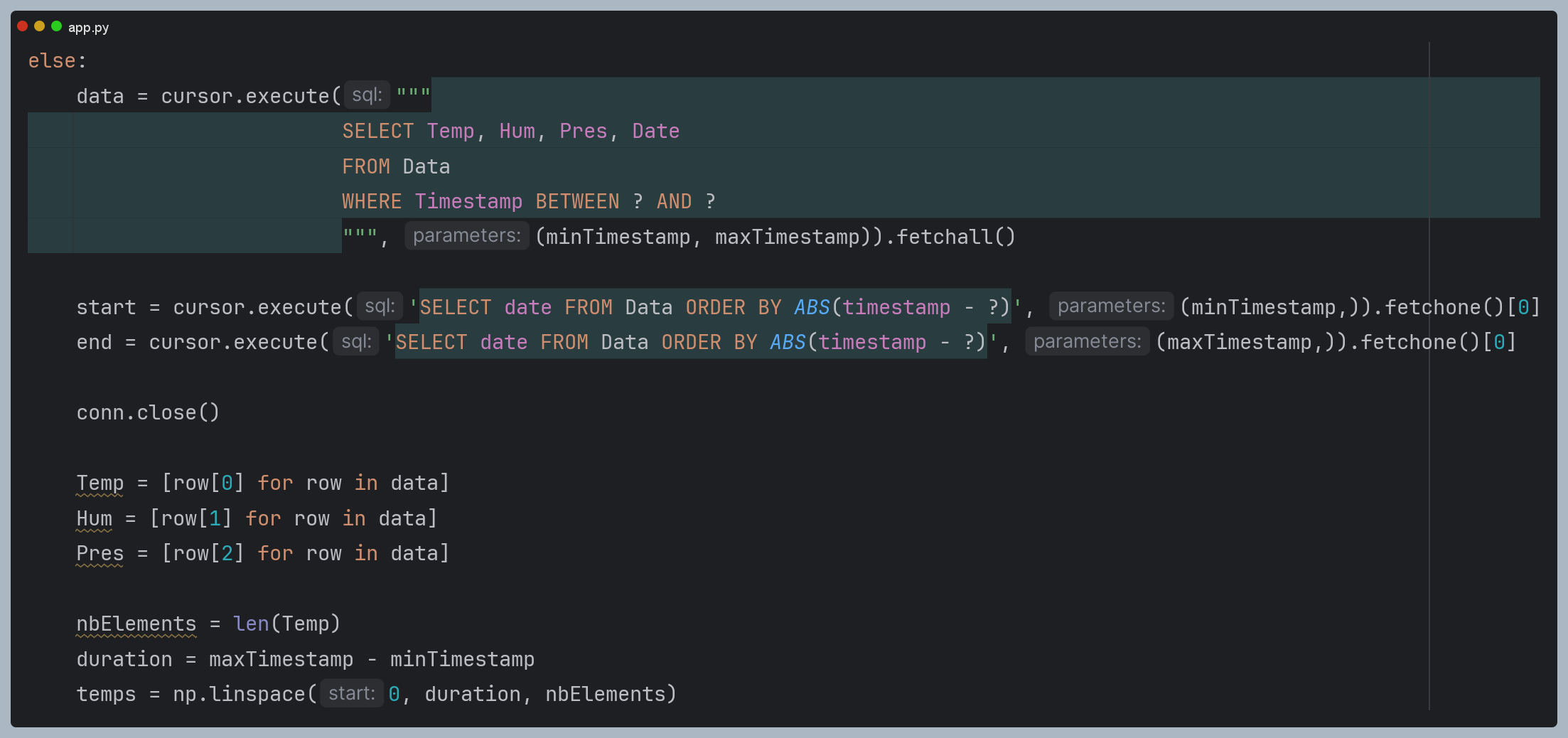 Sélection des données